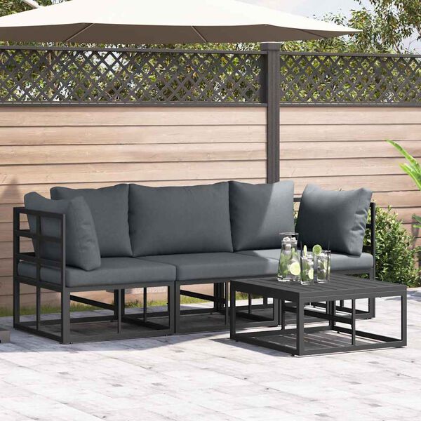 vidaXL Conjunto de Sof&aacute; de Jardim 4 pcs Preto Metal