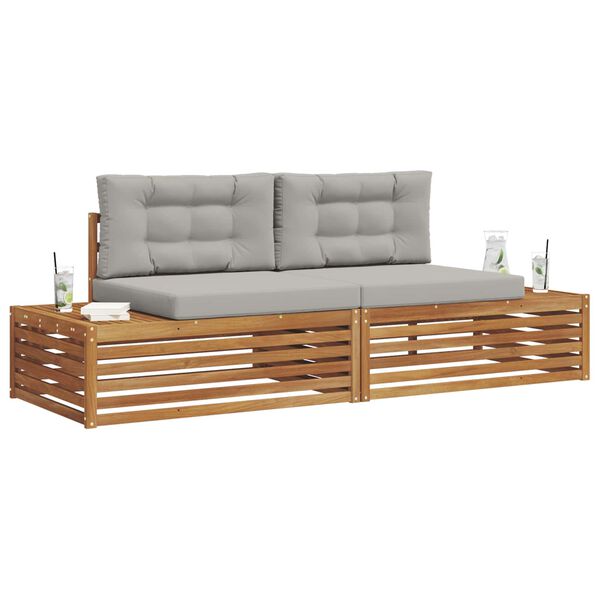 vidaXL Conjunto de Sof&aacute;s para Exterior 2 Pe&ccedil;a Cinza Natural e Claro