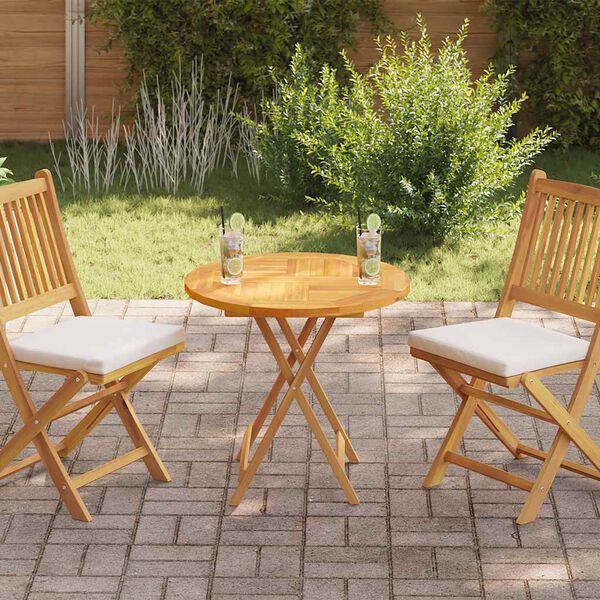 vidaXL Tampo de mesa redondo 2,5 cm 70 cm madeira de teca maci&ccedil;a