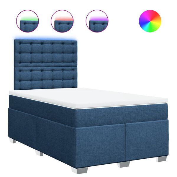 vidaXL Cama boxspring com colch&atilde;o 120x190 cm tecido azul