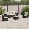 vidaXL 6 pcs conjunto sof&aacute;s de jardim c/ almofad&otilde;es vime PE preto
