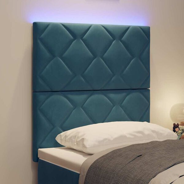 vidaXL Cabeceira LED Azul Escuro 80 cm Couro Sint&eacute;tico