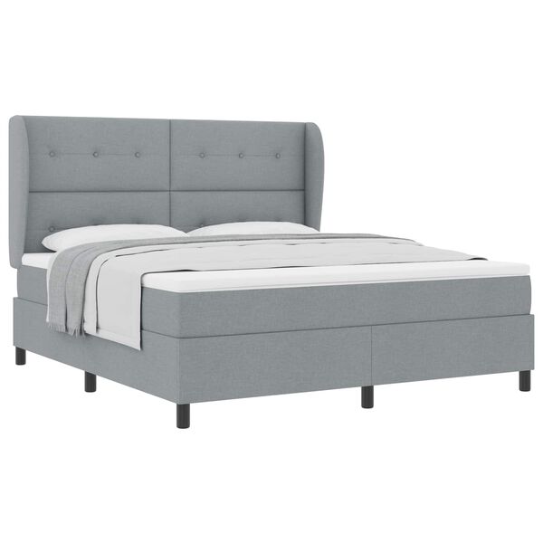 vidaXL Cama Box com colch&atilde;o Cinzento-claro 180 x 200 cm tecido