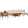 vidaXL 7 pcs conjunto lounge jardim c/ almofad&otilde;es creme ac&aacute;cia maci&ccedil;a