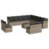 vidaXL 14 pcs conj. sof&aacute;s jardim com almofad&otilde;es vime PE cinzento-claro