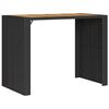 vidaXL Mesa de bar para jardim com tampo em ac&aacute;cia vime PE preto