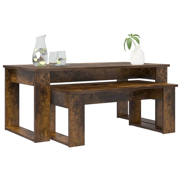 vidaXL Conjunto de Mesas de Caf&eacute; 2 pcs Carvalho Defumado