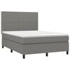 vidaXL Cama box spring c/ colch&atilde;o e LED 140x200 cm tecido cinza-escuro