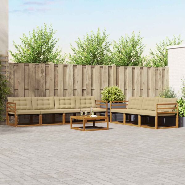 vidaXL Conjunto de Sof&aacute;s para Exterior 8 pcs Natural e Bege