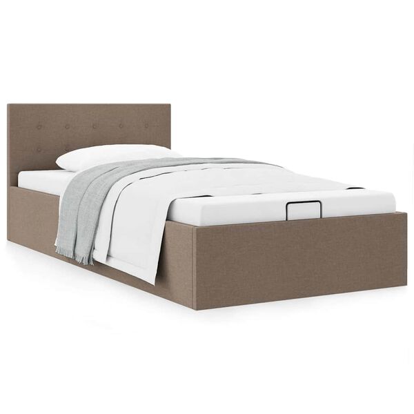 vidaXL Cama hidr&aacute;ulica c/ arruma&ccedil;&atilde;o 100x200cm tecido cinza-acastanhado