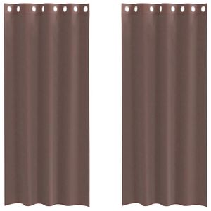 vidaXL Cortinas de voile com ilh&oacute;s 2 pcs castanho 140x225 cm
