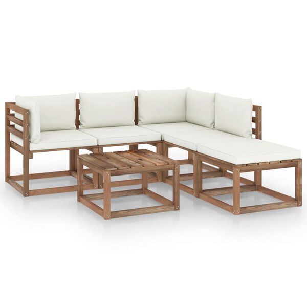 vidaxL 6 pcs conjunto lounge de paletes c/ almofad&otilde;es pinho impregnado