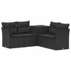 vidaXL Conjunto de Sof&aacute;s 5 unid. Preto Rattan Poli&eacute;ster e A&ccedil;o