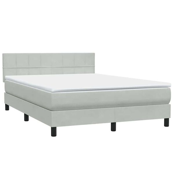 vidaXL Cama com molas/colch&atilde;o 140x210 cm veludo cinzento-claro
