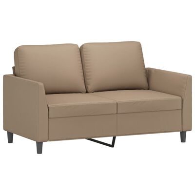 vidaXL 3 pcs conjunto sofás c/ almofadões couro artificial cappuccino