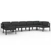 vidaXL 7 pcs conjunto lounge jardim com almofad&otilde;es alum&iacute;nio antracite