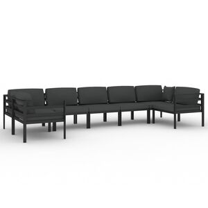 vidaXL 7 pcs conjunto lounge jardim com almofad&otilde;es alum&iacute;nio antracite