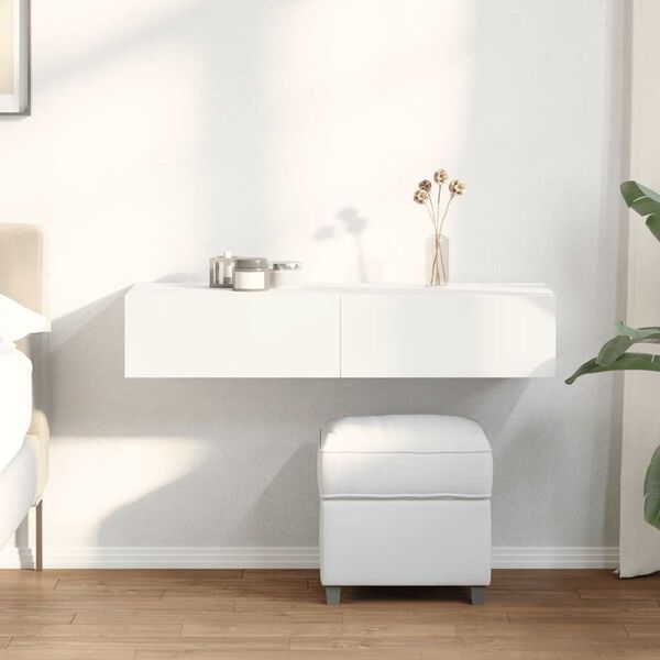 vidaXL Prateleira parede c/ gavetas 100x36x19 cm deriv. madeira branco