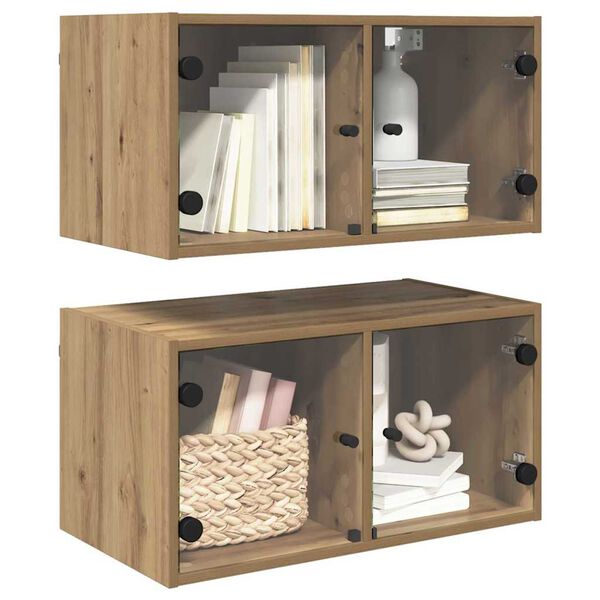 vidaXL Arm&aacute;rios de Parede 2 pcs Carvalho Artesanal 68 x 37 x 35 cm