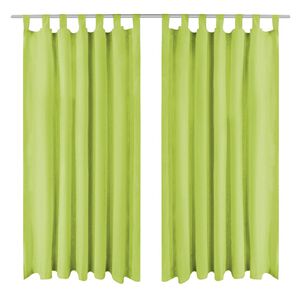 vidaXL Cortinas de cetim com presilhas 2 pcs 140x175 cm verde