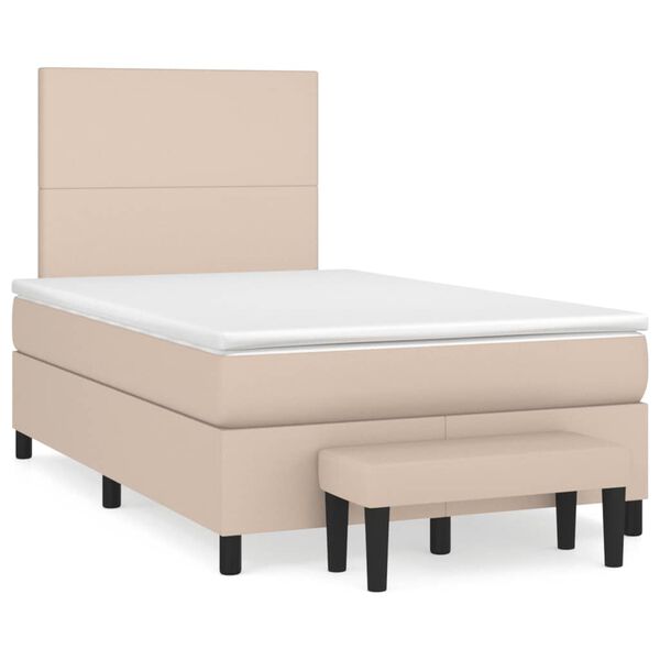 vidaXL Cama boxspring c/ colch&atilde;o 120x190cm couro artificial cappuccino