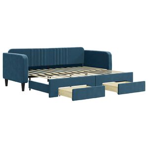 vidaXL Sof&aacute;-cama com gavet&atilde;o e gavetas 90x200 cm veludo azul