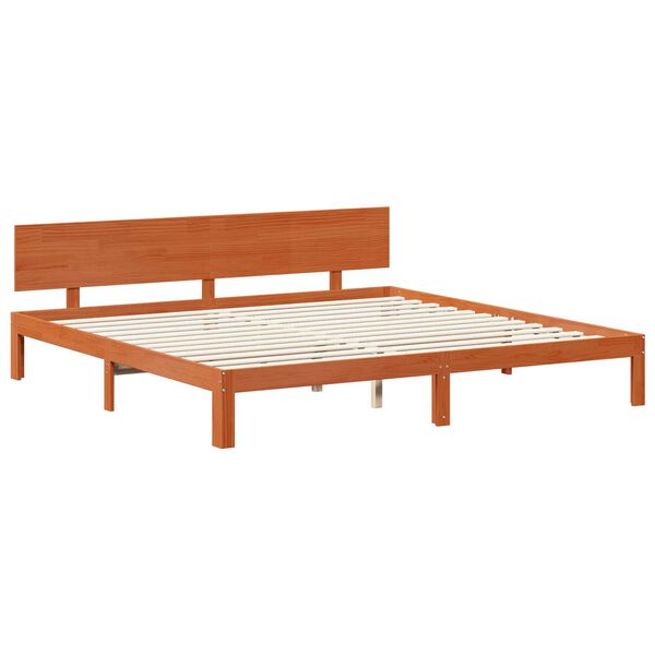 vidaXL Estrutura da Cama com cabeceira Marrom Cera 180 x 200 cm