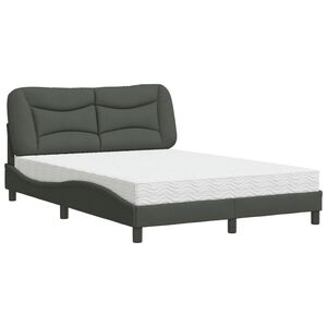 vidaXL Cama com colch&atilde;o Hvar 120x200 cm tecido cinzento-escuro