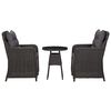 vidaXL Cadeiras de jardim com mesa de centro 2 pcs vime PE preto