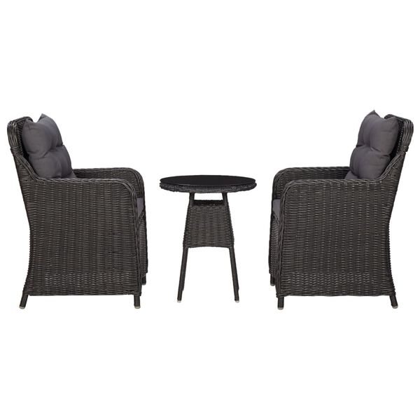 vidaXL Cadeiras de jardim com mesa de centro 2 pcs vime PE preto