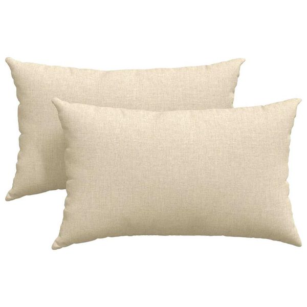 vidaXL Travesseiros de Sof&aacute; 2 pcs Creme 50 x 30 cm tecido