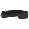 vidaXL 9 pcs conjunto de sof&aacute;s p/ jardim c/ almofad&otilde;es vime PE preto