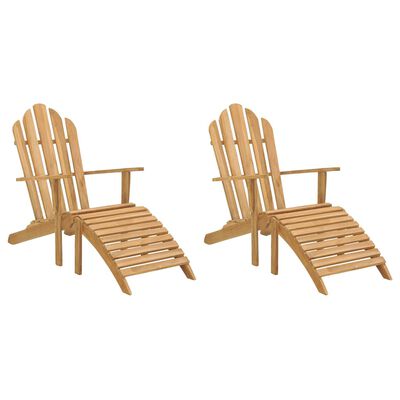 vidaXL Cadeiras Adirondack c/ apoio de pés 2pcs madeira de teca maciça
