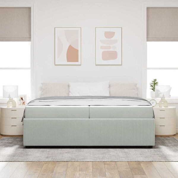 vidaXL Estrutura da Cama Cinzento-claro 200 x 200 cm tecido