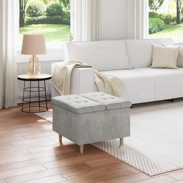 vidaXL Banqueta com almofada Cinzento-claro 60 x 60 x 45 cm Veludo