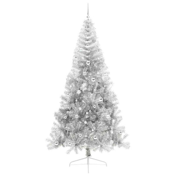 vidaXL &Aacute;rvore de Natal Artificial Pr&eacute;-iluminada Prateado 240 cm PET
