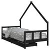 vidaXL Estrutura cama infantil c/ gavetas 90x200 cm pinho maci&ccedil;o preto