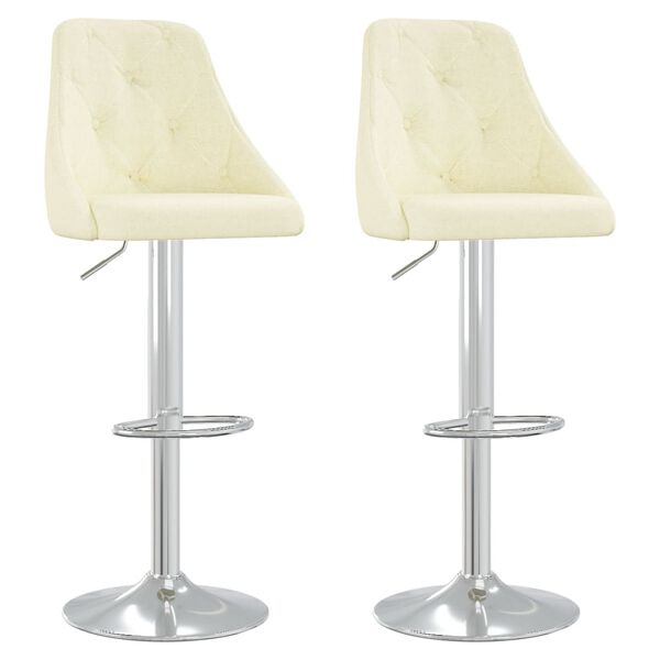 vidaXL Bancos de bar 2 pcs tecido cor creme