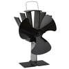 vidaXL Ventilador de fog&atilde;o alimentado a calor 3 l&acirc;minas preto