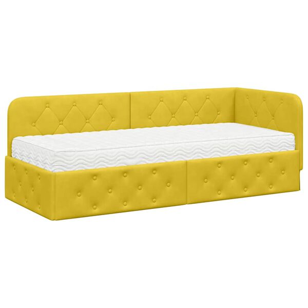 vidaXL Estrutura de Cama de Canto Amarelo 80 x 200 cm Veludo