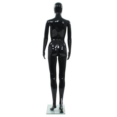 vidaXL Manequim feminino completo base em vidro 175 cm preto brilhante