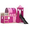 vidaXL Beliche com escorrega e cortinas 80x200 cm rosa