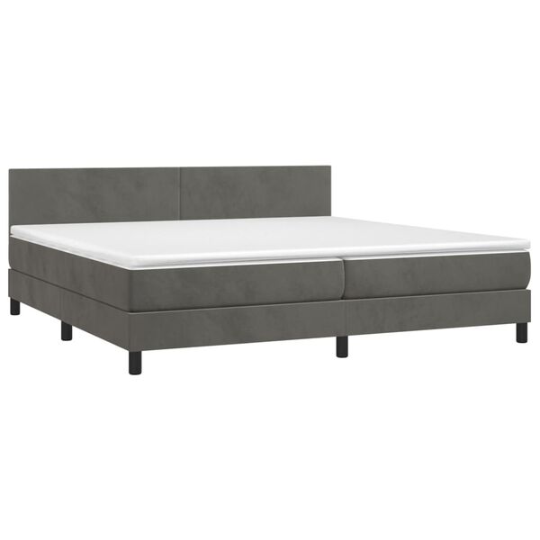 vidaXL Cama box spring c/ colch&atilde;o/LED 200x200cm veludo cinzento-escuro