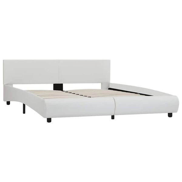vidaXL Estrutura de cama com LED 160x200 cm couro artificial branco