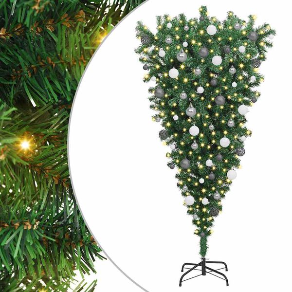 vidaXL &Aacute;rvore de Natal Artificial Invertida Pr&eacute;-iluminada com Conjunto de Bolas