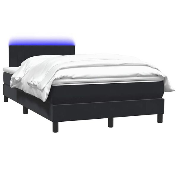 vidaXL Cama box spring c/ colch&atilde;o e LED 120x210 cm veludo preto