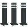 vidaXL Candeeiro ch&atilde;o p/ exterior c/ tomada 3 pcs 50 cm alum&iacute;nio preto