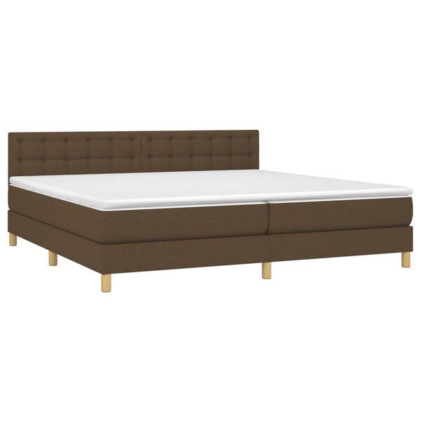 vidaXL Cama box spring c/ colch&atilde;o/LED 200x200cm tecido castanho-escuro