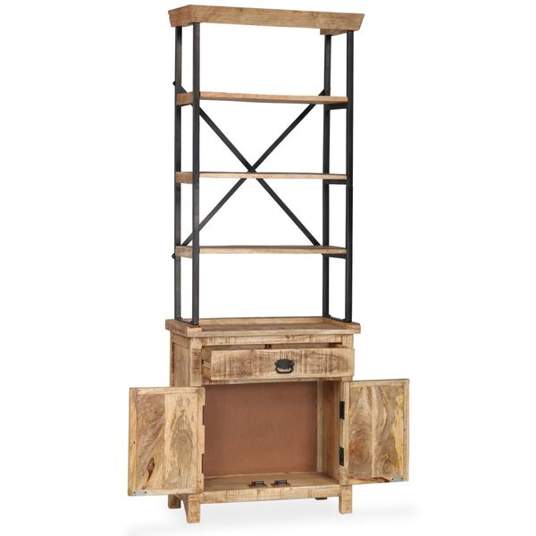 vidaXL Aparador c/ prateleiras madeira de mangueira maci&ccedil;a 65x30x180cm