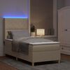vidaXL Cama Box com colch&atilde;o com led Creme 100 x 200 cm tecido